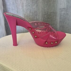 Hot pink platform heels